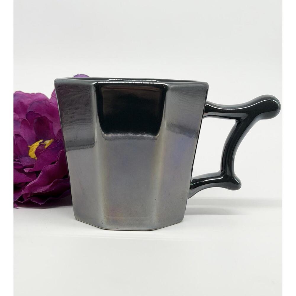 Starbucks Gray Gunmetal Reflective Metallic 14 Oz Octagon Coffee Tea Mug 2013